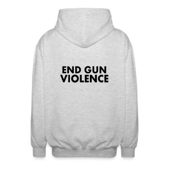 END GUN VIOLENCE - Unisex Kapuzenjacke - Hellgrau meliert - Hinten - AI Model Male 185 light (185cm)