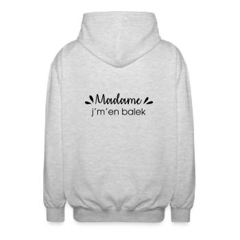 Madame j'm'en balek - Veste à capuche unisexe - gris clair chiné - Dos - AI Model Male 185 light (185cm)