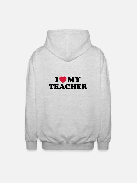 I love my teacher - Unisex Hooded Jacket - light heather grey