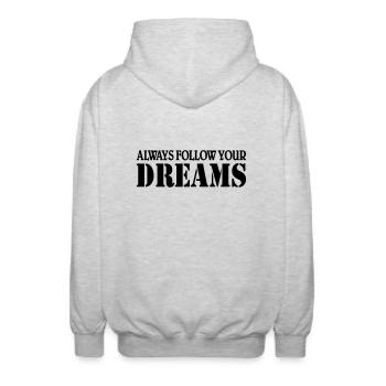 Always follow your Dreams - Veste à capuche unisexe - gris clair chiné - Dos - AI Model Male 185 light (185cm)