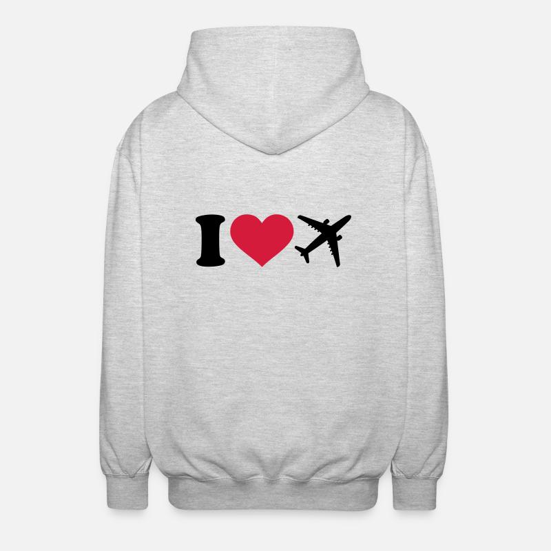 Flugzeug - Unisex Kapuzenjacke - Hellgrau meliert