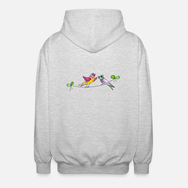 Bunte Vögel - Unisex Kapuzenjacke - Hellgrau meliert