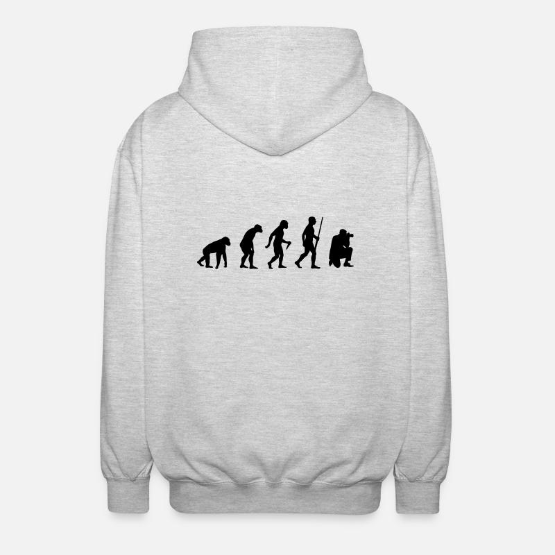 Photographer evolution - Unisex Kapuzenjacke - Hellgrau meliert