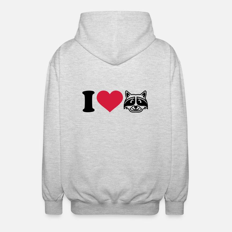 I love Raton laveur - Veste à capuche unisexe - gris clair chiné