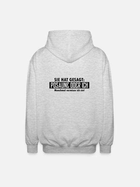 posaune oder ich - Unisex Kapuzenjacke - Hellgrau meliert