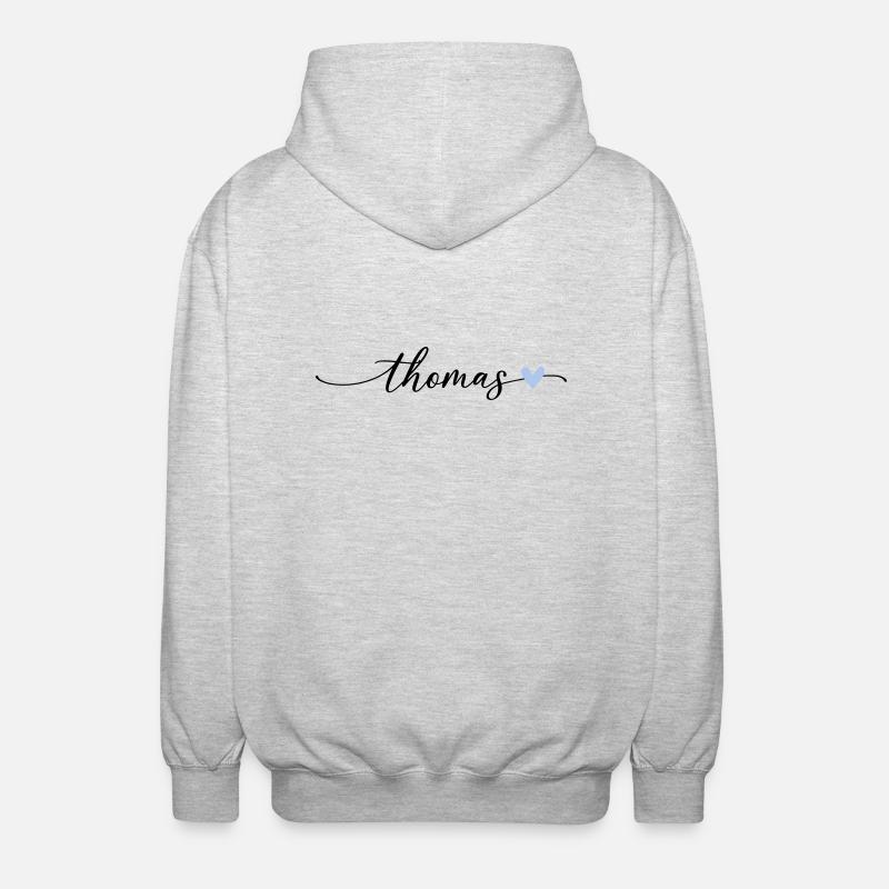 Thomas Name Calligraphy Font - Unisex Hooded Jacket - light heather grey