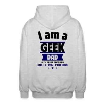 I'm a Geek Dad, Father's Day Gift - Unisex Hooded Jacket - light heather grey - Back - AI Model Male 185 light (185cm)