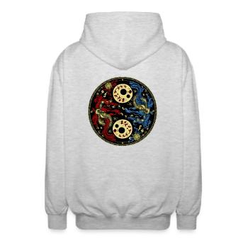 Yin Yang - Unisex Kapuzenjacke - Hellgrau meliert - Hinten - AI Model Male 185 light (185cm)