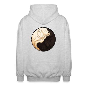 Yin Yang Welpe - Unisex Kapuzenjacke - Hellgrau meliert - Hinten - AI Model Male 185 light (185cm)