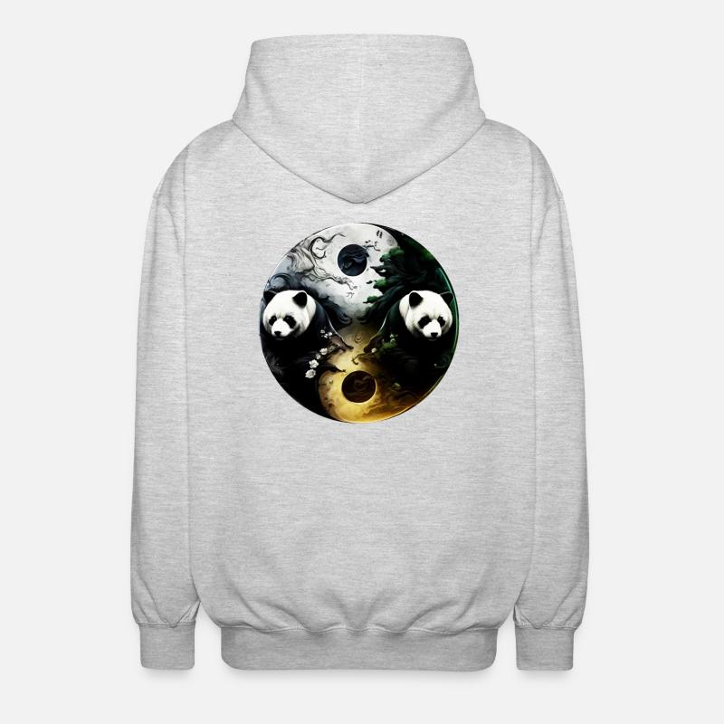 Yin Yang Panda - Veste à capuche unisexe - gris clair chiné