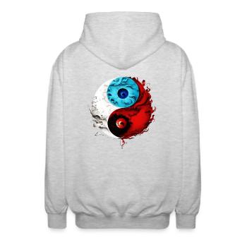 Yin Yang - Unisex Kapuzenjacke - Hellgrau meliert - Hinten - AI Model Male 185 light (185cm)