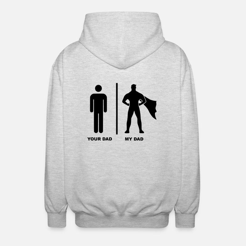 Votre papa Mon papa Superhero - Veste à capuche unisexe - gris clair chiné