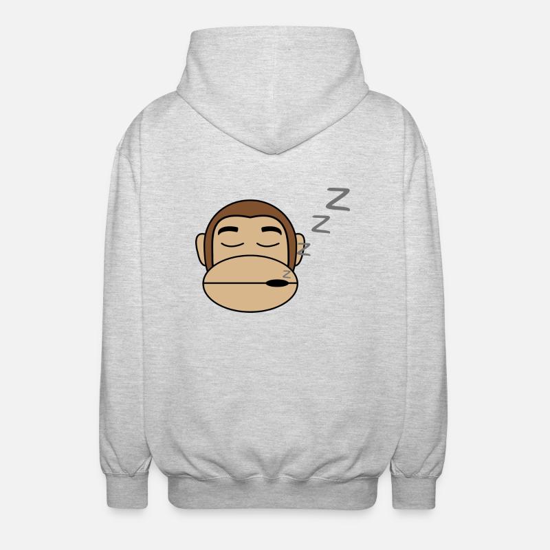 Affe Schläft Geschenk Idee - Unisex Kapuzenjacke - Hellgrau meliert