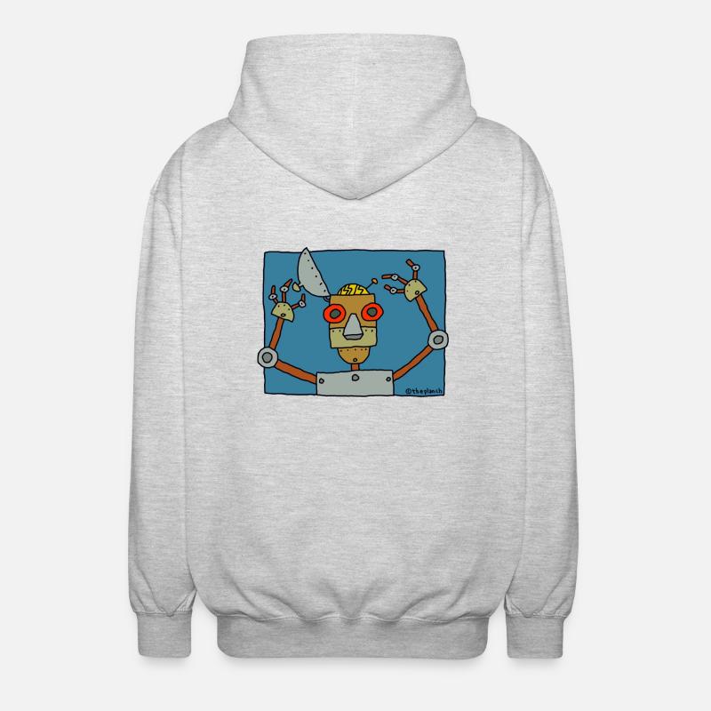 der Roboter - Unisex Kapuzenjacke - Hellgrau meliert