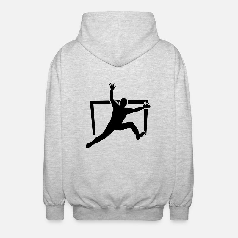 Torwart Silhouette - Unisex Kapuzenjacke - Hellgrau meliert