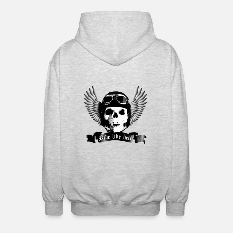 biker_skull_a_sw - Veste à capuche unisexe - gris clair chiné