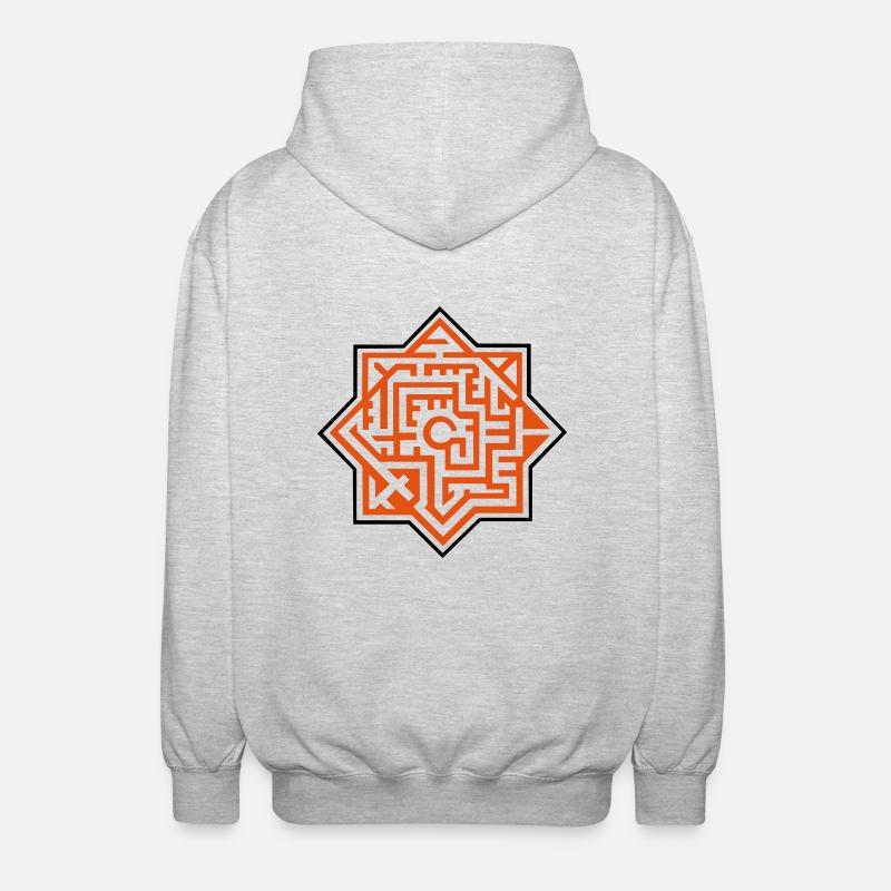 Mandala labyrinthe 2c - Veste à capuche unisexe - gris clair chiné