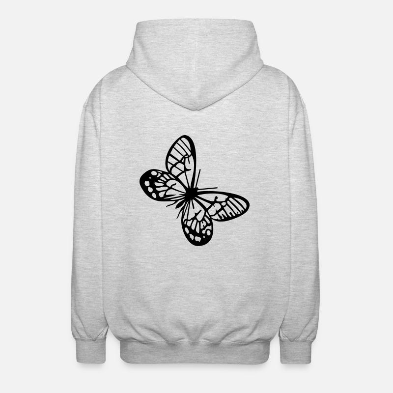 Schmetterlinge: Callitaera Aurora - Veste à capuche unisexe - gris clair chiné