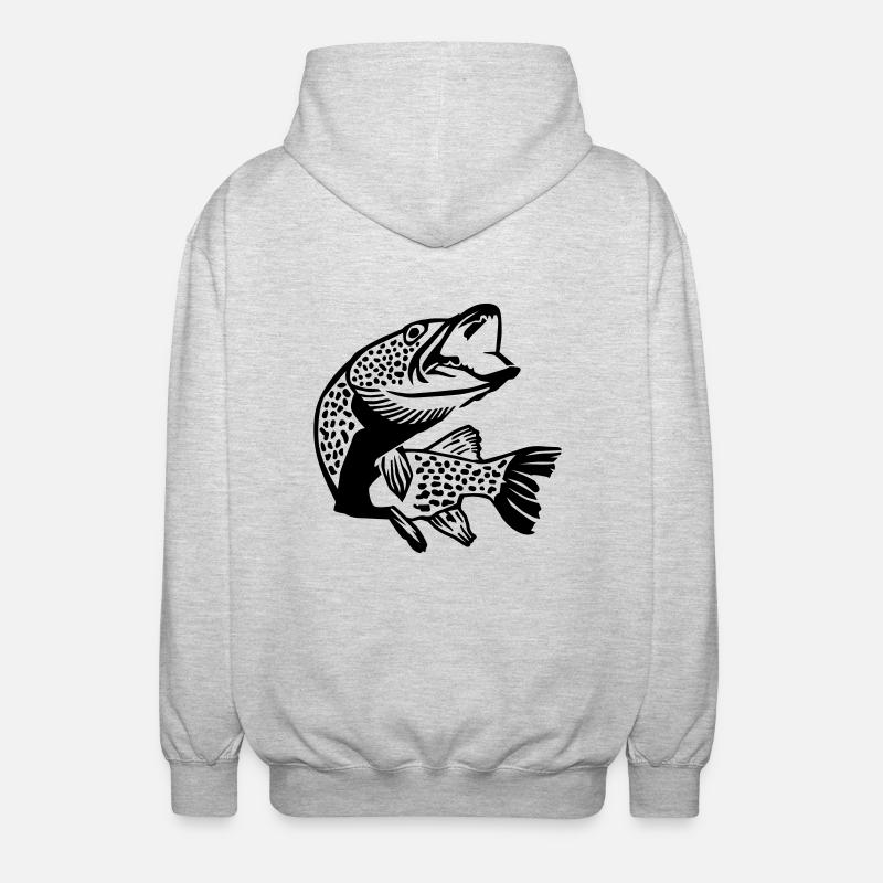 Fisch - Unisex Kapuzenjacke - Hellgrau meliert