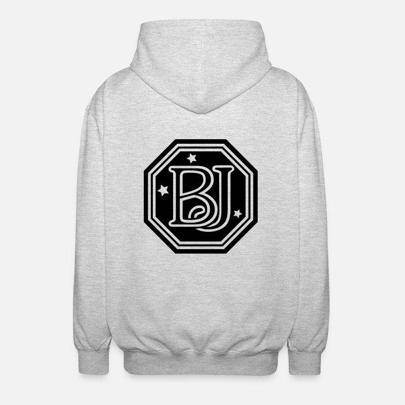BJ monogram initial letters - Unisex Hooded Jacket - light heather grey