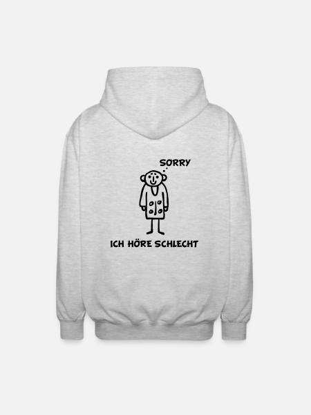 Strichmännchen hört schlecht - Unisex Kapuzenjacke - Hellgrau meliert