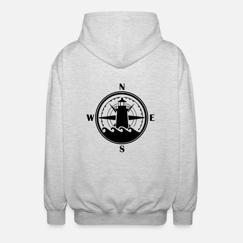 leuchtturm_kompass_02 - Unisex Kapuzenjacke - Hellgrau meliert