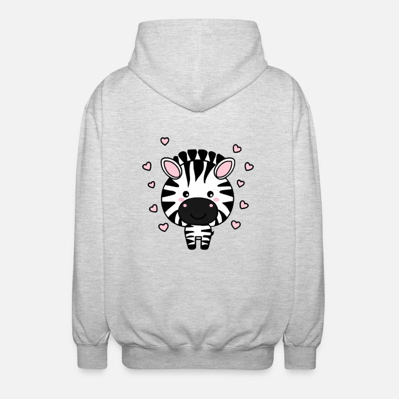 Süßes Zebra mit Herzchen - Unisex Kapuzenjacke - Hellgrau meliert
