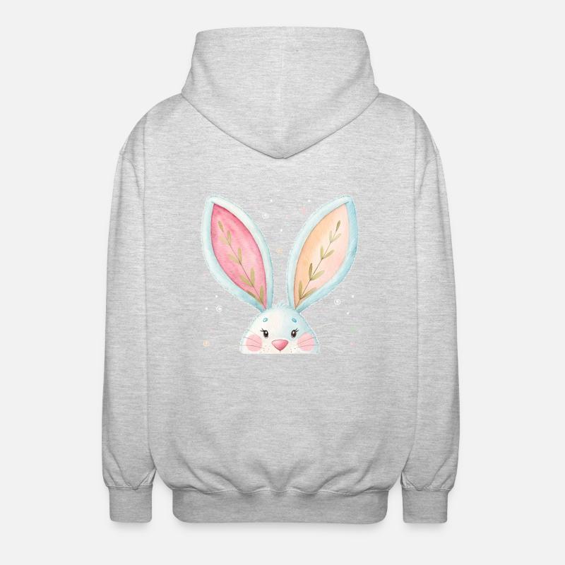 Cute Easter Bunny Ears - Unisex Hooded Jacket - light heather grey