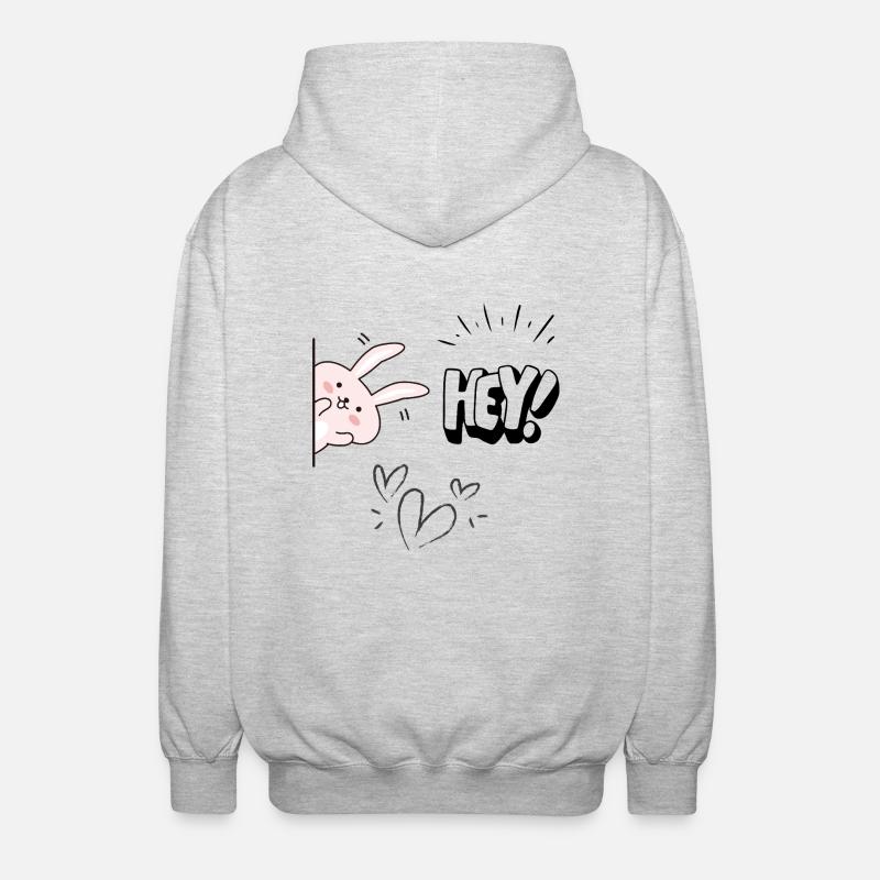 hey! Here I am - Unisex Kapuzenjacke - Hellgrau meliert
