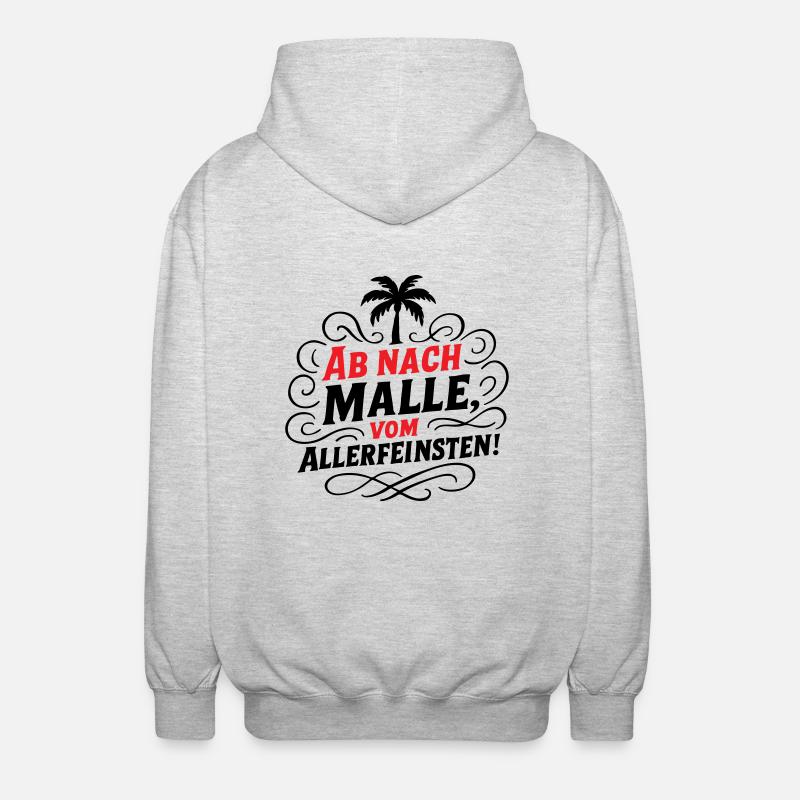 Ab Nach Malle Spruch - Unisex Kapuzenjacke - Hellgrau meliert