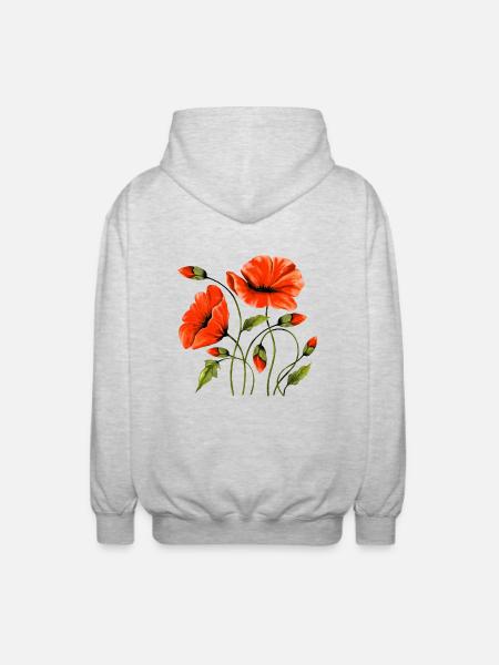 Blumen - Unisex Kapuzenjacke - Hellgrau meliert