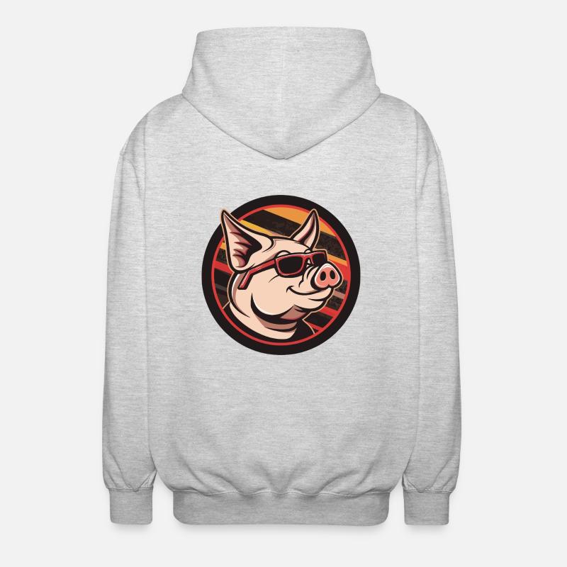 Cochon Bande Dessinée Cool - Veste à capuche unisexe - gris clair chiné