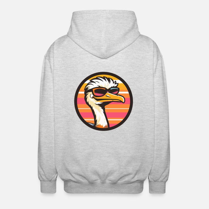 Strauß Comic Cool - Unisex Kapuzenjacke - Hellgrau meliert