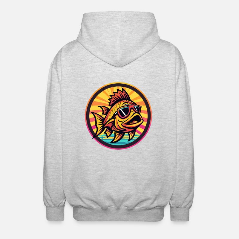 Bande dessinée Piranha Fish - Veste à capuche unisexe - gris clair chiné
