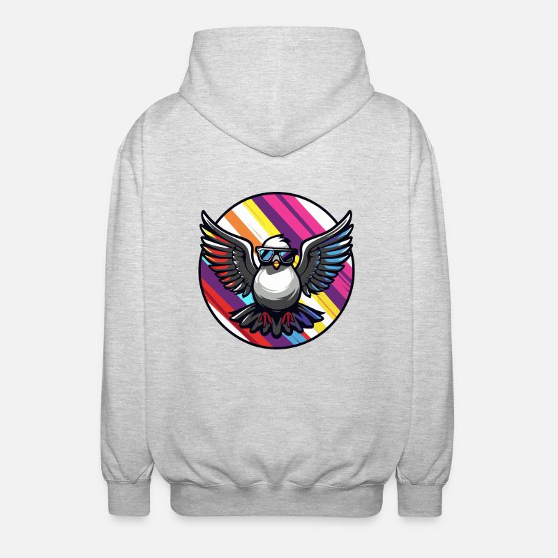 Colombe oiseau bande dessinée cool - Veste à capuche unisexe - gris clair chiné