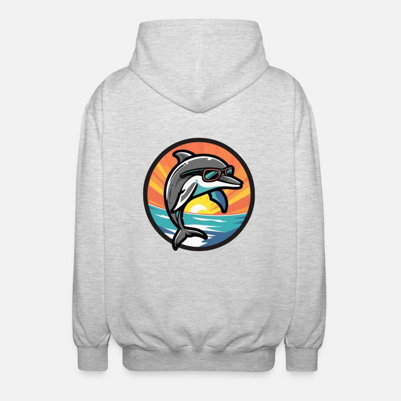 Dolphin Cool Comic - Unisex Hooded Jacket - light heather grey