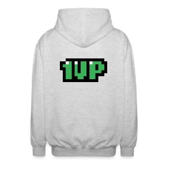 1up vert - Veste à capuche unisexe - gris clair chiné - Dos - AI Model Male 185 light (185cm)
