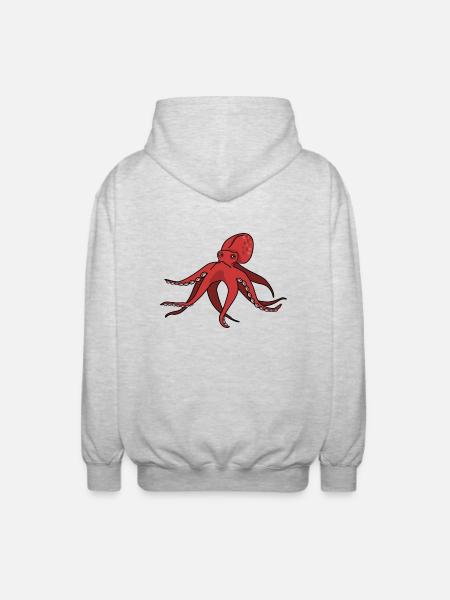 blæksprutte gigant blæksprutte, blæksprutte, blæksprutte, blæksprutter fisk - Unisex hættejakke. - lysegrå meleret