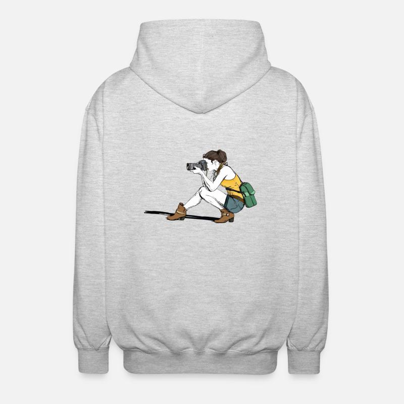 eine schöne Fotografin - Unisex Kapuzenjacke - Hellgrau meliert