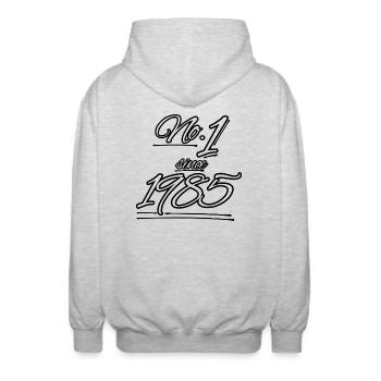 No.1 since 1985 - Unisex Kapuzenjacke - Hellgrau meliert - Hinten - AI Model Male 185 light (185cm)