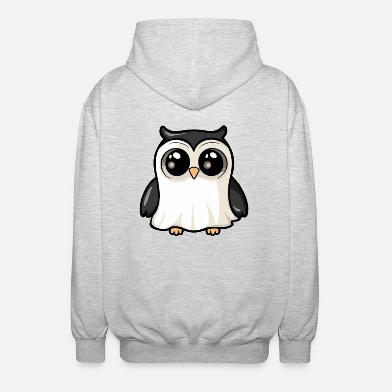 Owl Halloween Comic Ghost - Unisex Hooded Jacket - light heather grey