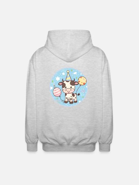 Vache Anniversaire Bébé - Veste à capuche unisexe - gris clair chiné