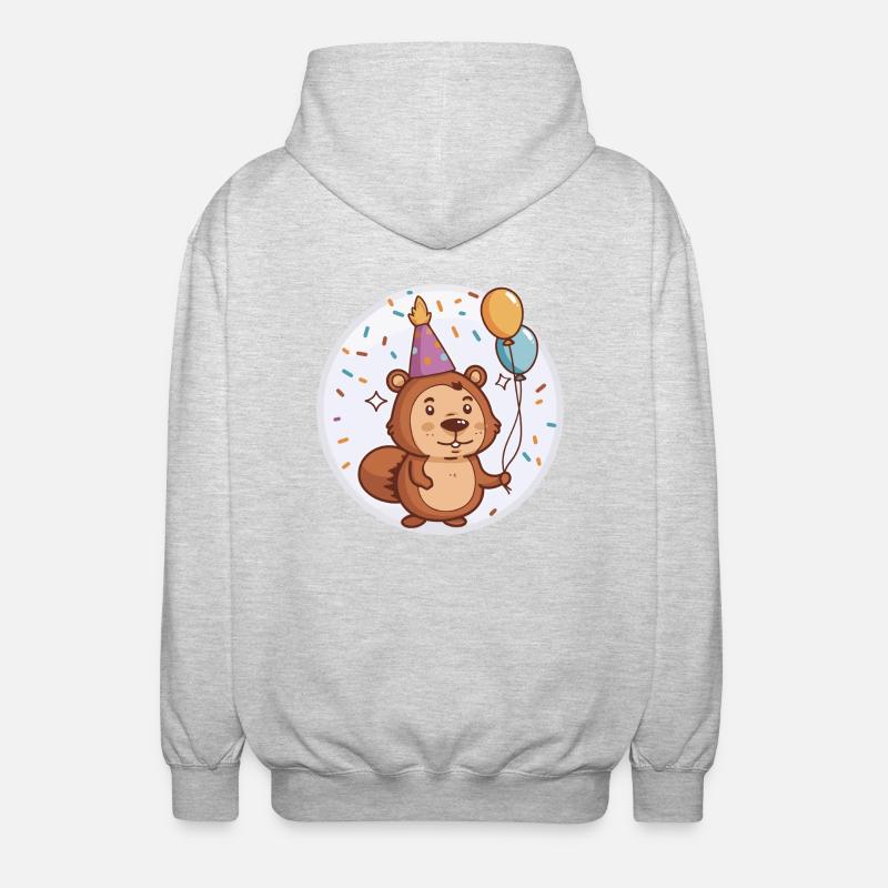 Bébé d’anniversaire de castor - Veste à capuche unisexe - gris clair chiné