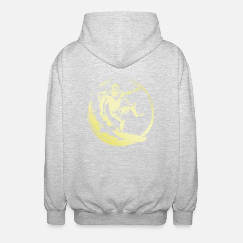 Surfer Mann - Unisex Kapuzenjacke - Hellgrau meliert