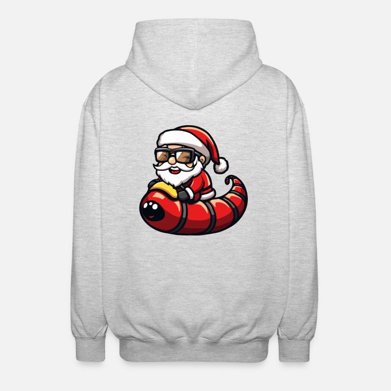 ver Père Noël dessin animé - Veste à capuche unisexe - gris clair chiné