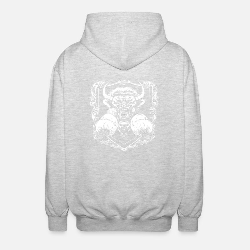 Bison Boxer Fighter - Veste à capuche unisexe - gris clair chiné