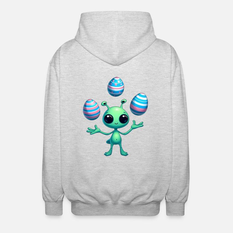 Ostern mit Alien: Eier-Jonglage - Unisex Kapuzenjacke - Hellgrau meliert
