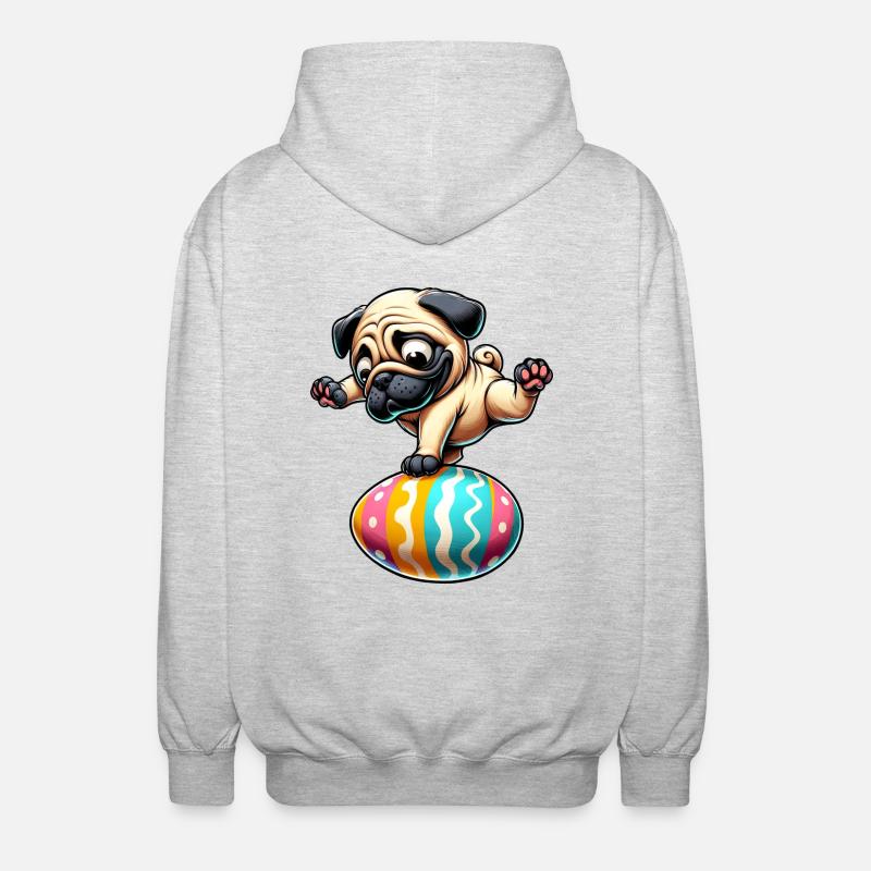 Easter Pug Breakdance, Egg Balance - Unisex Hooded Jacket - light heather grey