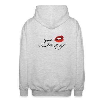 Lèvres Rouges Diable Bouche Baiser Cadeau - Veste à capuche unisexe - gris clair chiné - Dos - AI Model Male 185 light (185cm)
