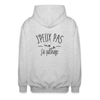 Je peux pas j'ai patinage - Veste à capuche unisexe - gris clair chiné - Dos - AI Model Male 185 light (185cm)